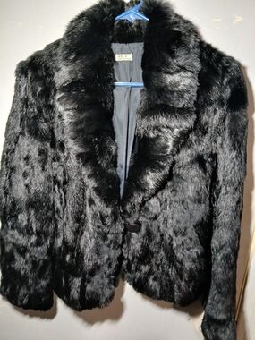 Women's Black /Real Rabbit Fur Coat Size S.
